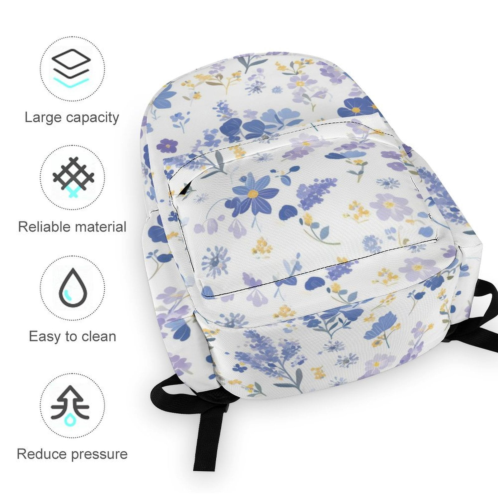 Large Capacity Half Print Backpack 11.8×16.5×5.9in Multifunctional Zipper Design Convenient Switch Milk Cow Print Style Lavender_4