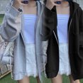thumbnail image 2 of comerut Women Winter Coat Thin Cardigan Zipper Drawstring Solid Color Keep Warm Mid Length Plus Size Lady Fall Coat Women Clothing, 2 of 7