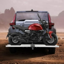 Heavy Duty Motorcycle Carrier for Dirt Bikes, Hitch-Mounted, 500 lbs Max Load, Aluminum Alloy, Includes Practical Straps, Black and Silver Finish