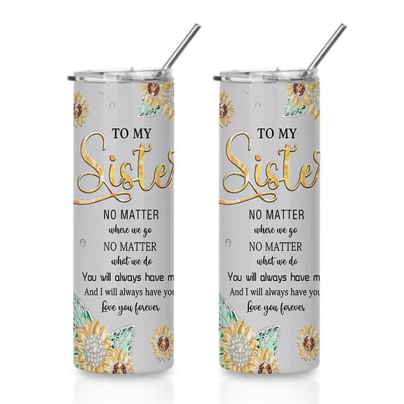 20oz Sunflower Sister Print Stainless Steel Tumbler, Tumbler with Lid Vacuum Insulated Travel Mug, Coffee Cups With Lids, Perfect Gifts For Birthday Holidays Gifts For Women and Men.