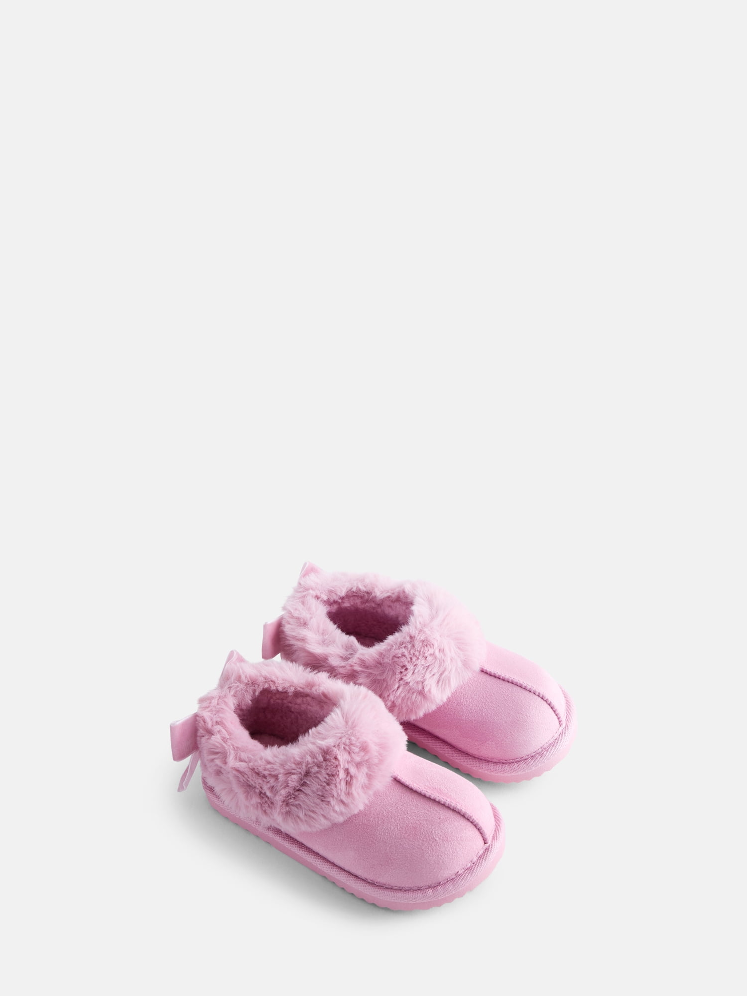 Wonder Nation Baby, Toddler, Little and Big Girls Faux Fur Trim Slippers