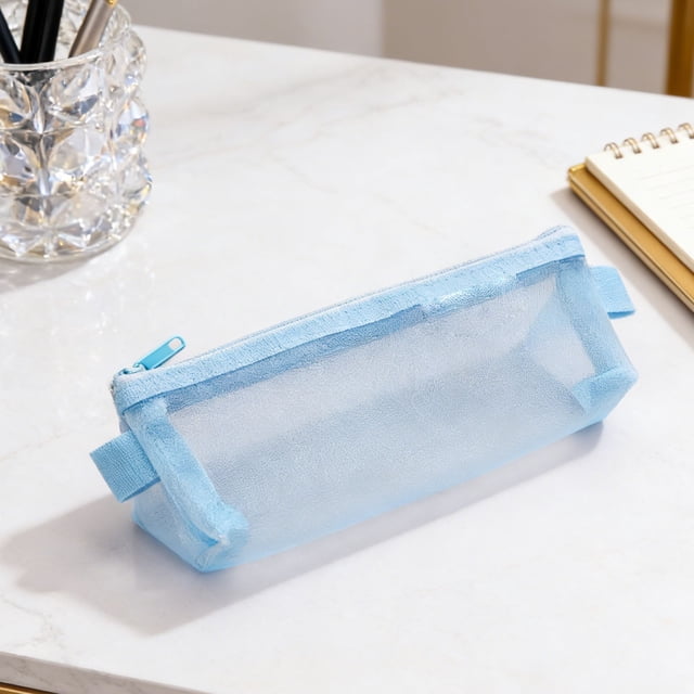 Estuche de malla transparente para lápices – Bolsa portátil para lápices para exámenes, organizador de papelería de gran capacidad para bolígrafos y útiles escolares, estuche transparente para uso e