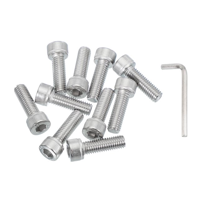 Uxcell Hex Socket Head Cap Screws Bolts, Stainless Steel Socket Drive Machine Screws with Hex Wrench, Full Threads M8 x 25mm 10