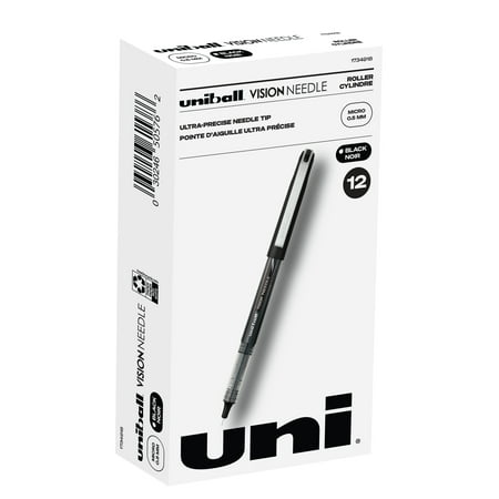 UPC: 0030246505762 | Uniball Vision Needle Rollerball Pens  Micro Point (0.5mm)  Black Ink  12 Count