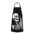 thumbnail image 6 of Hippie Skull Skeleton Adjustable Apron with 2 Pockets Funny Chef Bib for Gift Painting Cooking Garden, 6 of 7