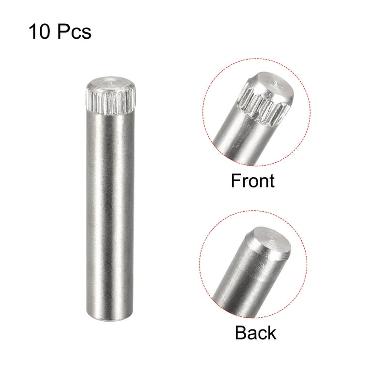 8x40mm 304 Stainless Steel Dowel Pins, 10 Pack Knurled Head Flat End Dowel Pin, Size: 40 mm, Silver
