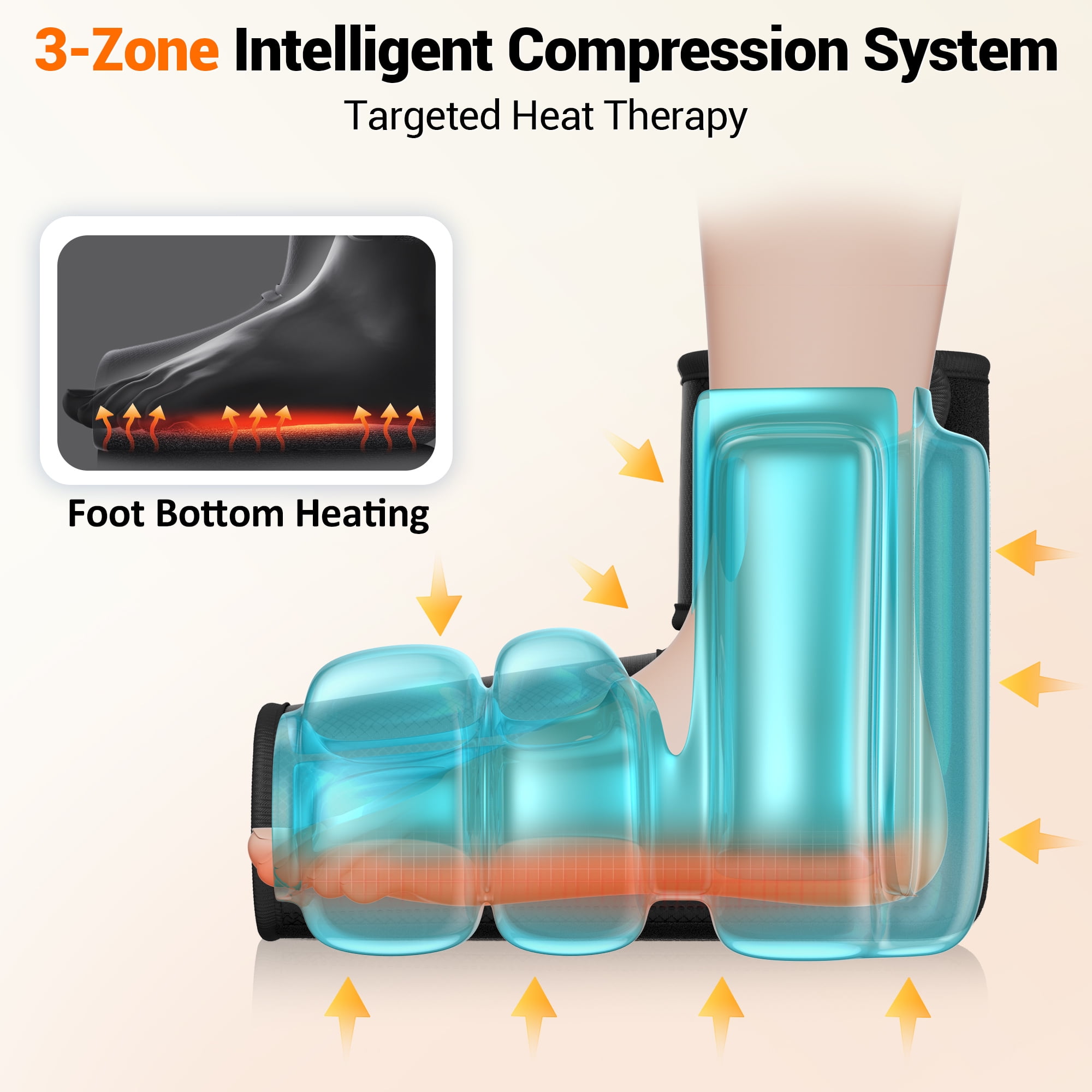 Comfytemp Cordless Foot Massager with Heat, Rechargeable Air Compression Boots, One Size, Unisex