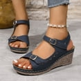 thumbnail image 5 of Viluyesy Women's Wedge Sandals, Soft Sole Open Toe Adjustable Buckle Comfortable Fashion Shoes Dark Blue 7.5, 5 of 8