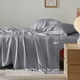 thumbnail image 3 of Sábanas de cama de tamaño completo, rayón, bambú, refrigeración, color gris plateado, 3 of 5