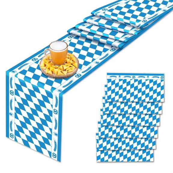 6 Pack Oktoberfest Table Decor - 13.78*108.27 Table Runner with Tassels - Dresser Scarves for Dinner Party