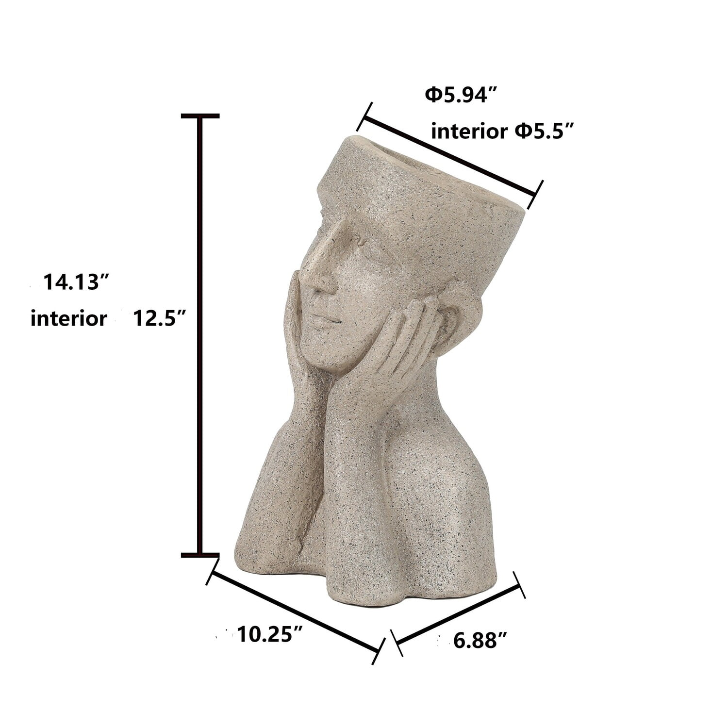 送料無料キャンペーン Speckled LuxenHome Off Planter Head Bust Happy MgO White 小物