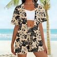 thumbnail image 4 of 2 Piece Outfits Summer,Women's 2 Piece Hawaiian Vacation Outfits Tropical Print Short Sleeve Shirts and Shorts Beach Sets Resort Wear, 4 of 6