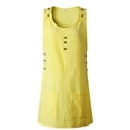 thumbnail image 3 of Innerwin Tank Dress Crew Neck Ladies Sundress Summer Button Loose Dresses Yellow S, 3 of 5