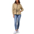 thumbnail image 2 of Chaqueta con capucha ligera para mujer Inspire Chic, con cierre frontal, ideal para senderismo, color caqui, talla S, 2 of 6