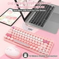 thumbnail image 5 of AJAZZ 308i Color Gradient Wireless Keyboard and Mouse Set, Retro Typewriter Keyboard with Cute Theme Round Keycaps for Mac/Windows/PC/Laptop-Pink set, 5 of 8