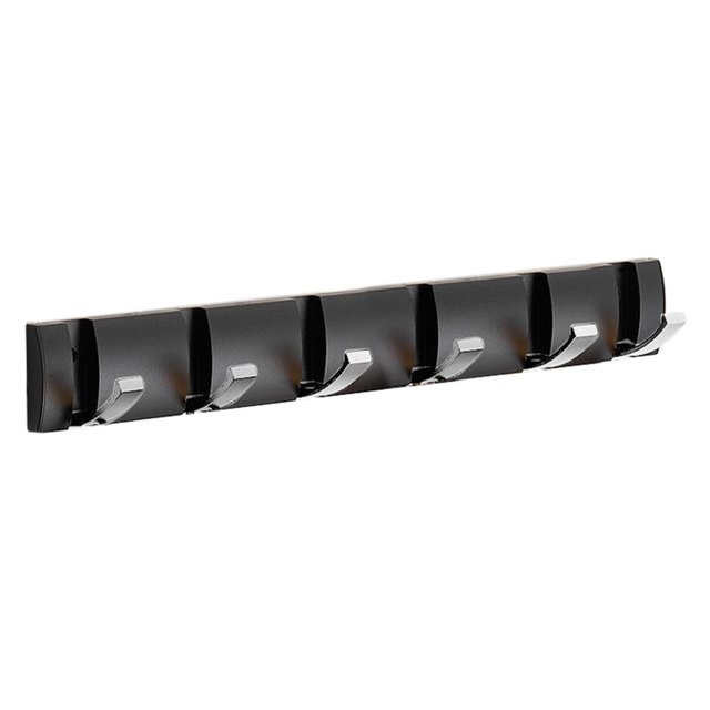 Colgador de puerta plegable con 6 ganchos, gancho de almacenamiento reutilizable sin perforaciones, soporte para albornoz de toalla de baño para Almacenamiento y organización del hogar Negro Plata Billuyoard HA063591-05B