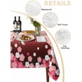 thumbnail image 5 of Pink Mountains Rectangle Tablecloth, Modern Aesthetic Cherry Blossoms Cranes Waterproof & StainResistant Tablecloth, Washable Oil-proof Table Cover for Dining/Party/Wedding/Camping/Buffet 52x70 In, 5 of 9