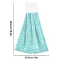 thumbnail image 2 of Haosy 2 Pack Kitchen Wash Cloths with Hanging Loops Absorbent Absorbent Quick Drying Hand Towels, Turquoise Bubbles, 2 of 7