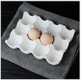 thumbnail image 2 of Bonito plato de cerámica para huevos, cocina, restaurante, nevera, almacenamiento y huevos cocinables, caja decorativa de porcelana blanca (6,12, tazas para huevos), 2 of 7