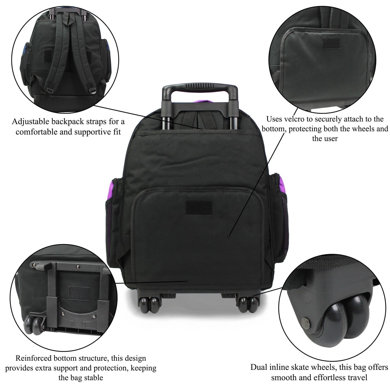 World Traveler Transworld 22-Inch Carry-On Rolling Backpack Airline Approved Size - Purple