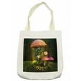 thumbnail image 1 of Fantasy Tote Bag, Fiction Forest Giant Mushrooms and Elves Fairytale Enchanted Image, Cloth Linen Reusable Bag for Shopping Books Beach and More, 16.5" X 14", Cream, by Ambesonne, 1 of 2