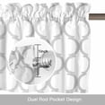 thumbnail image 6 of White Morocco Kitchen Curtain Valances for Windows Farmhouse Short Curtains, Silver Modern Moroccan Geometric Abstract Art Rod Pocket Valance Curtain for Bedroom Cafe Living Room 42"x18", 6 of 8