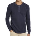 thumbnail image 1 of CVLIFE Men Summer Tops Crew Neck Blouse Henley T Shirts Ribbed Long Sleeve Basic Tee Daily Wear Pullover Navy Blue L, 1 of 6