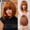 thumbnail image 2 of Amazon Cross-Border Fashion Hot-Selling Wig with Bangs Orange-Red Short Bob Full Wig for Women, 2 of 9