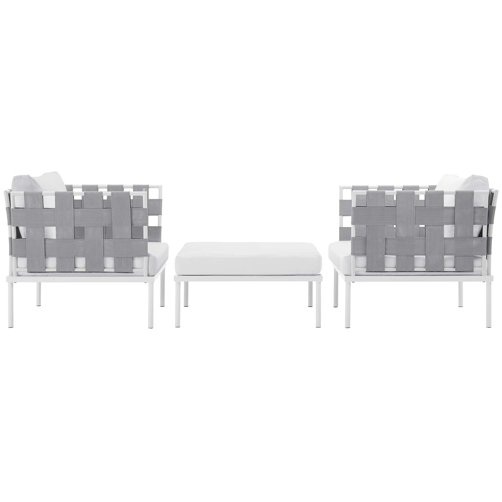 Modern Contemporary Urban Design Outdoor Patio Balcony Three PCS Chairs and Side Table Set, White, Rattan - image 3 of 6