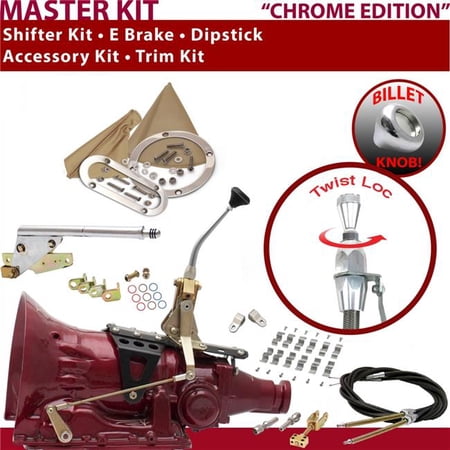 American Shifter TH200 Shifter Kit Chrome 8 in. E Brake Cable Clamp Clevis Trim Kit Dipstick for EE277