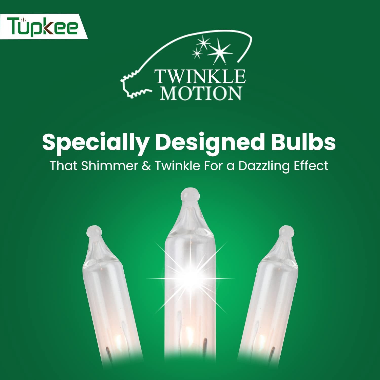 Tupkee Christmas Twinkle Icicle Lights - 12 of 100 Bulbs Twinkle - 5.5 Feet Light String - 100 LED Warm-White Bulbs - Indoor Outdoor - Random Shimmering Twinkling Sparkling Christmas Icicle Lights