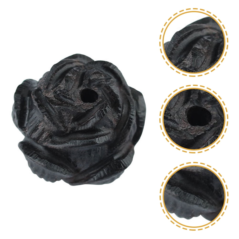 BEADCEST Premium Ebony Wood Rose Beads Charm for Jewelry Making with Large Hole for DIY Crafts