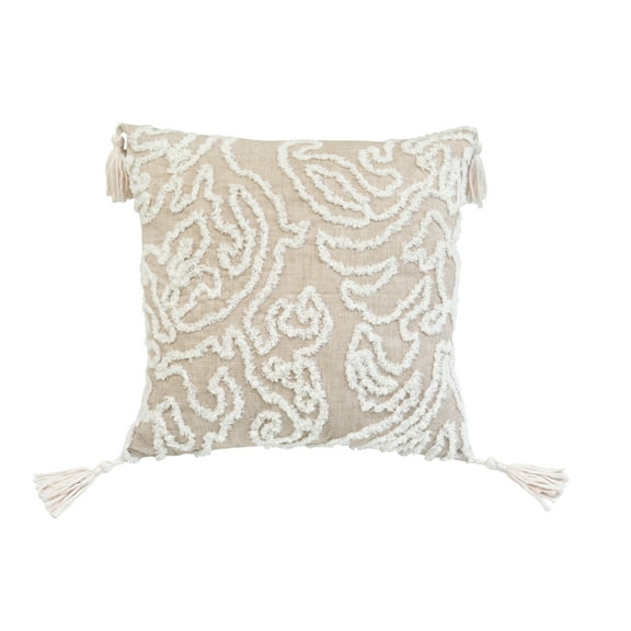 Lea Unlimited Chenille Damask Beige Rectangle Accent Pillow