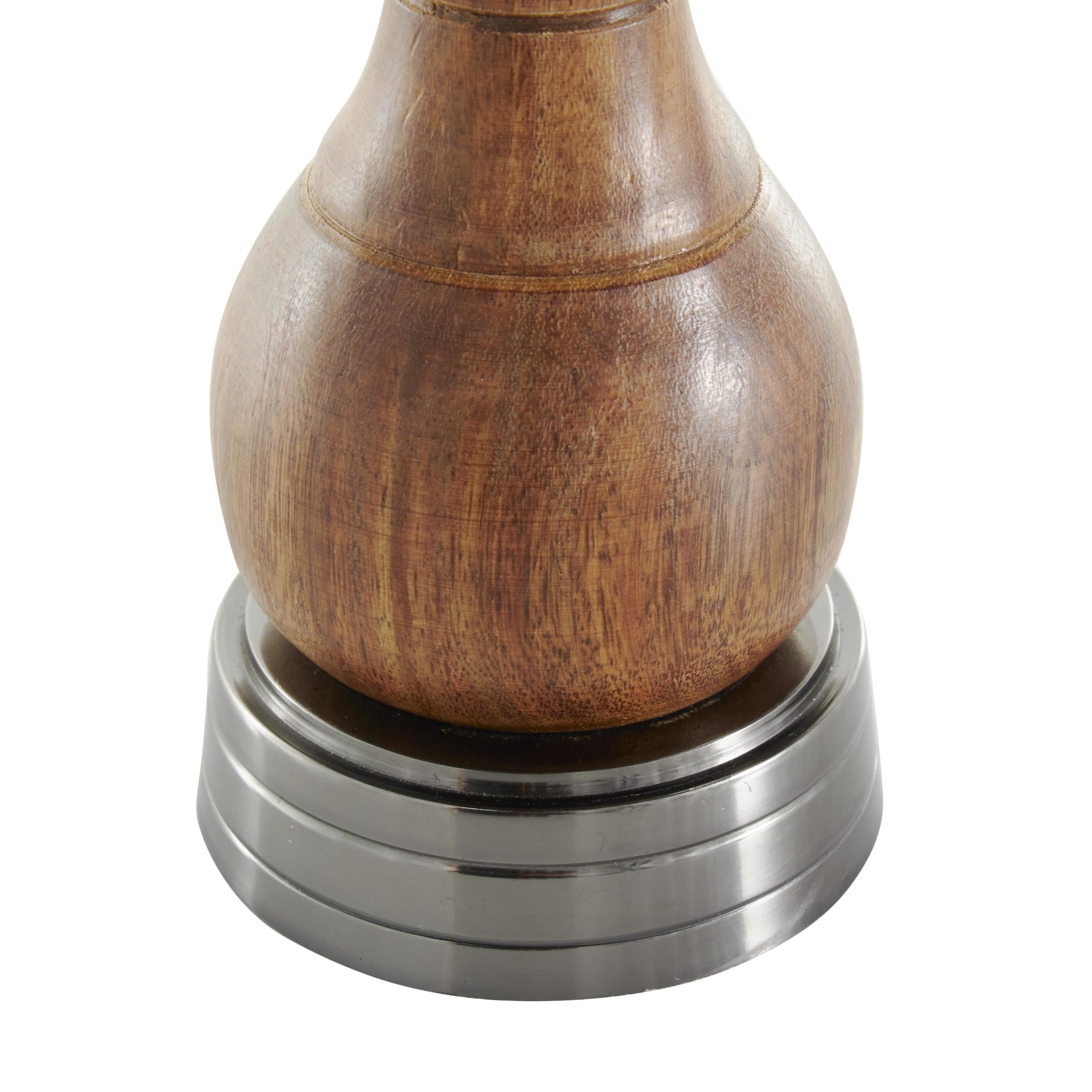3"W, 9"H Dark Gray Aluminum Metal King, Queen, and Knight Chess Sculpture with Mango Wood Center, by DecMode (3 Count)