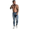 thumbnail image 6 of GINGTTO Men's Skinny Stretch Ripped Tapered Leg Jeans Light Blue, 6 of 7