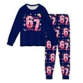 thumbnail image 4 of CUZIBR Girls Boys 67 Tracksuit Night Wear Long Sleeve Heart Graphic Soft Shirt Pants Sleep Clothing Two Piece Outfit For Toddlers Kids Cozy Valentines Clothes Set Spring Fall Clothes,Navy,4-5 Years, 4 of 4