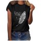 thumbnail image 3 of Gibobby Casual Playera de Manga Corta para Mujer Tee Women Casual Short Sleeve Blouse Tops Tunic Loose Printing Women's Blouse(Negro,M), 3 of 5