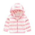 thumbnail image 3 of MEZZALL Boys Outwear Zipper Toddler Warm Striped Kids Hooded Thick Coat Baby Girls Coat&jacket Comfort Dailywear, Pink, 2-3 Years, 3 of 8