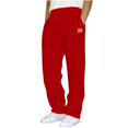 thumbnail image 4 of COSFO Straight Men's Sweatpants Open Bottom Red Casual Workout Trousers Loose with Pockets Elastic Waist Drawstring Pants, 4 of 4