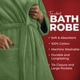 thumbnail image 3 of RIVERSIDE 100% Cotton Terry Bathrobe for Men & Women, Absorbent Spa Robe with Shawl Collar, Belt & Pockets - Sage, 3 of 9