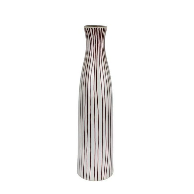 Benzara Decorative Bottle Shaped Ceramic, Brown and White Vases