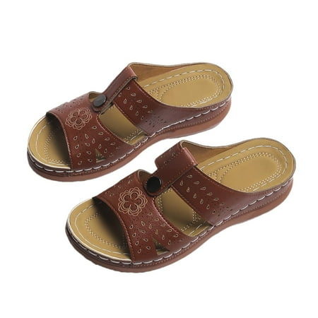 

Wandatree Summer Fish Mouth Sandals for Women Casual Footwear Casual Roman Slippers 8.5 Brown