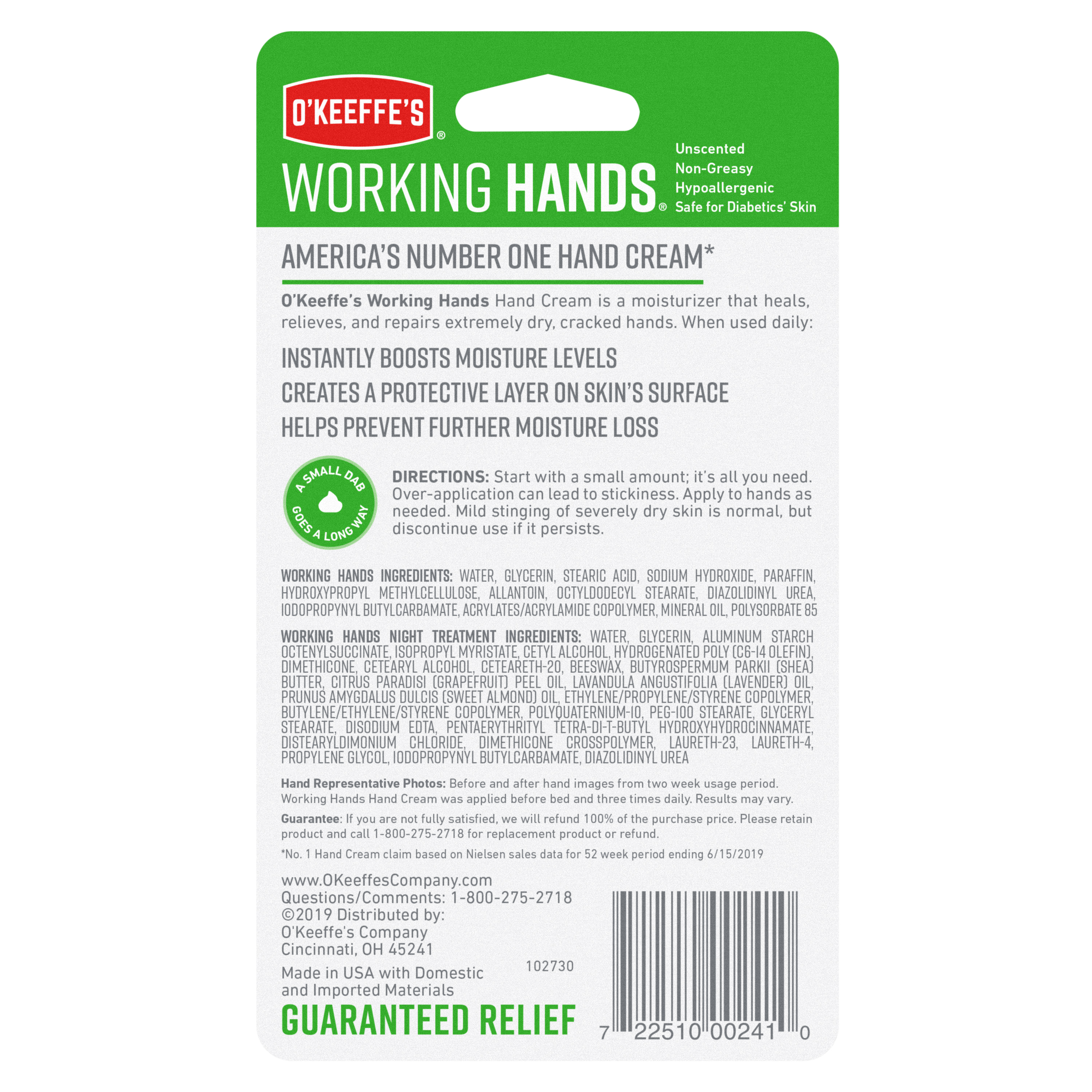 O'Keeffe's Working Hands Hand Cream, 2.7 Oz. Jar