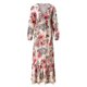 thumbnail image 4 of Vestido largo de manga 3/4 con cuello en V y estampado informal de gasa de verano para mujer a la moda Fridja  yut2896, 4 of 7