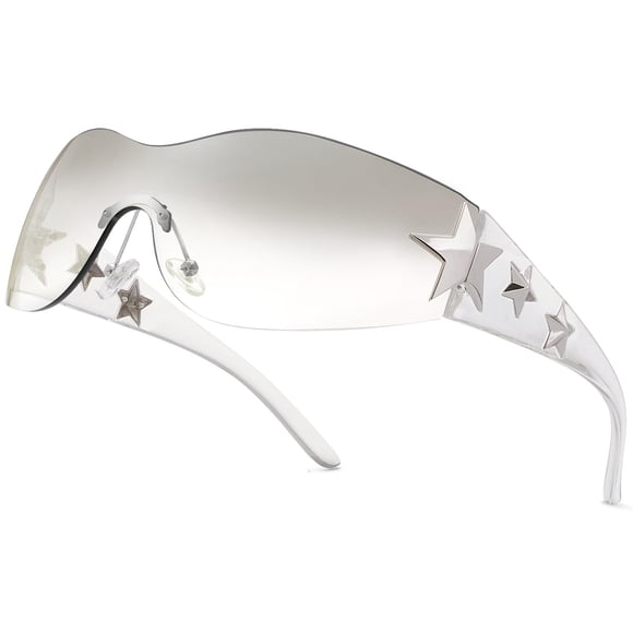 Gafas de sol Haqptul Rimless Y2K Star Wrap Around UV400