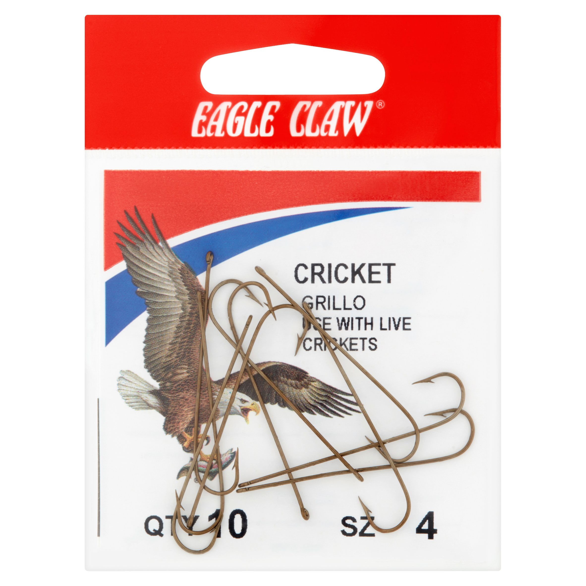 900 EB180402 F188-10 Eagle Claw Sz.10 2-Slice Down-Eye Gold Baitholder Hooks 