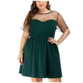 thumbnail image 1 of Vestido de verano de talla grande para mujer, sexy, con cuello redondo, de encaje, de manga corta, liso, con espalda descubierta Fridja  qw4043, 1 of 9
