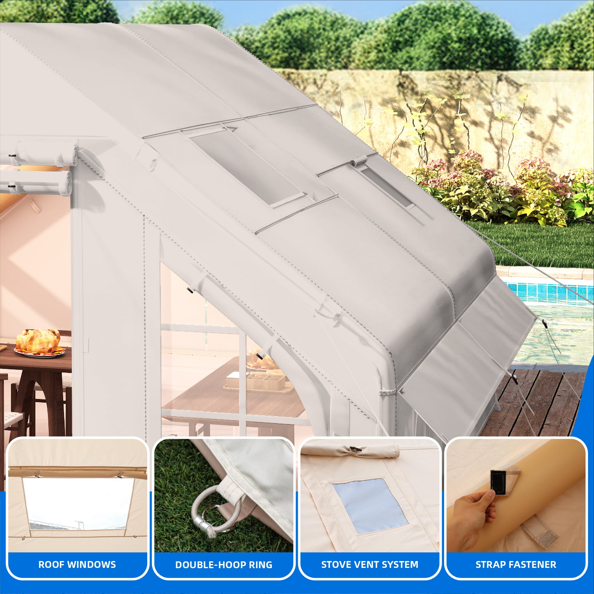 Dextrus Easy Setup 4 Season Waterproof Windproof Outdoor Blow Up Glamping Tent with Pump, Suitable for 2-6 people