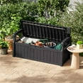 thumbnail image 3 of Patiowell 70 Gallon Outdoor Storage Bench, with Deck Box Organization and Waterproof Resin, Durable Outdoor Seating and Storage Box - Perfect to Store Garden Tools and Pool Toys, Black, 3 of 8