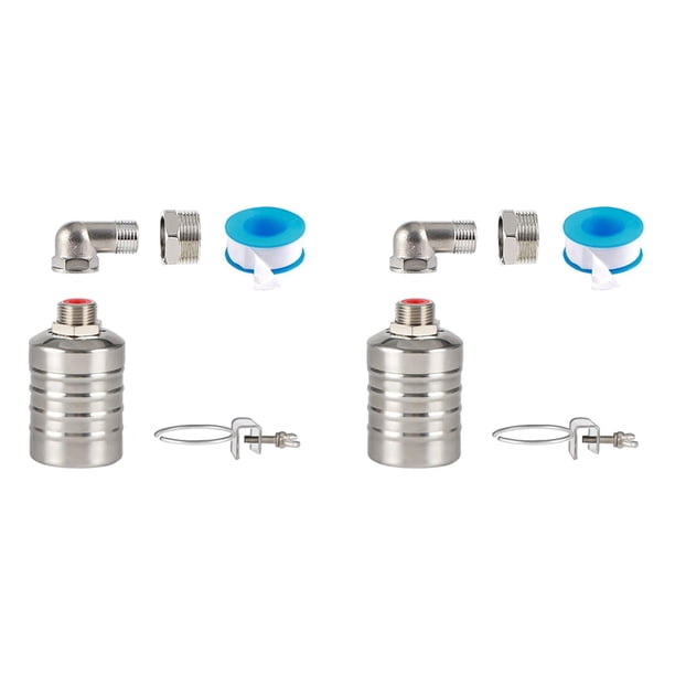 2X Válvula de Flotador, Válvula de Flotador de Agua de 1/2 Pulgada A 3/4 Pulgada, Válvula de Flotador de Control de de Agua Completamente Automática de Acero Inoxidable 304